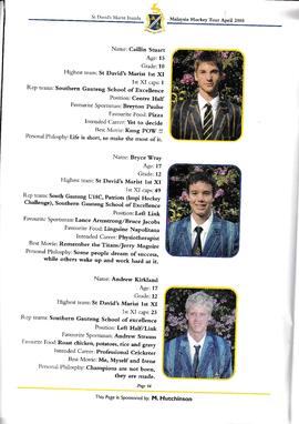 2005 St David's Marist Inanda 1st XI Hockey Malaysia& Singapore