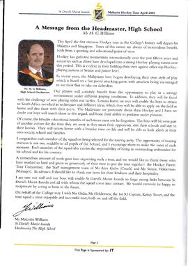 2005 St David's Marist Inanda 1st XI Hockey Malaysia& Singapore