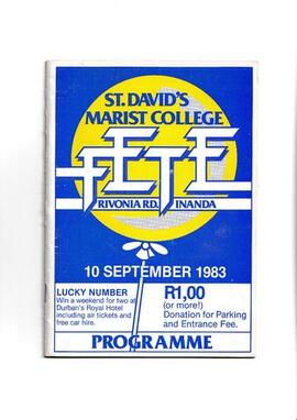 St David's College Fete. Rivonia Road, Inanda. 10 September 1983. Programme