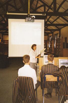 2004 Library teaching area, Bridget Fleming in action