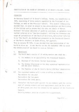 1981 Constitution of the Board of Governors of St David's College, Inanda