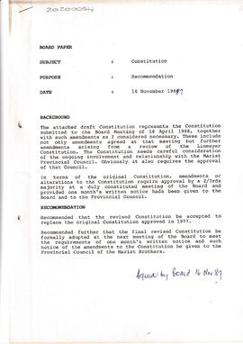 1987 Constitution of the Board of Governors of St David's Marist College, Inanda