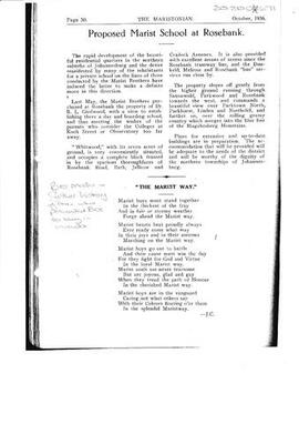 1942 Inanda Prospectus and comments on proposed Marist School at Rosebank