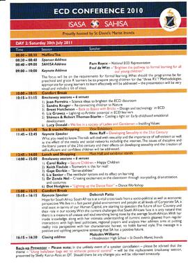 2010 ISASS/SAHISA ECD Conference. Proudly hosted by St David's Marist Inanda