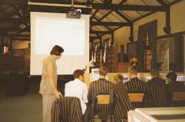 2004 Library teaching area, Bridget Fleming in action