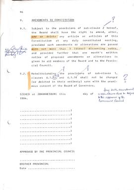 1984 Constitution of the Board of Governors of St David's Marist College, Inanda