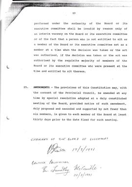 1991 Constitution of the Board of Governors of St David's Marist College, Inanda
