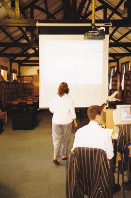 2004 Library teaching area, Bridget Fleming in action