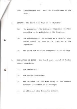 1989 Constitution of the Board of Governors of St David's Marist College, Inanda